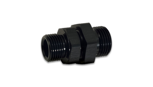 Fitting - Bulkhead - Straight - 10 AN Male O-Ring to 10 AN Male O-Ring - Aluminum - Black Anodized - Each