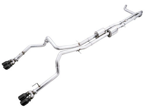 Exhaust System - OFG Edition - Cat-Back - 3 in Diameter - Dual Rear Exit - 4 in Black Tips - Stainless - Natural - 6.2 L - GM Fullsize Truck 2019-25 - Kit
