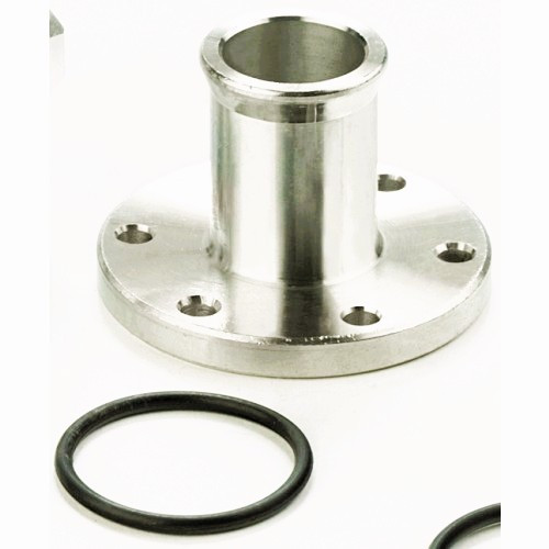 Water Pump Adapter - 6 Bolt Flange to 1 in Hose Barb - Aluminum - Clear Anodized - Davies Craig Electric Water Pumps - Each