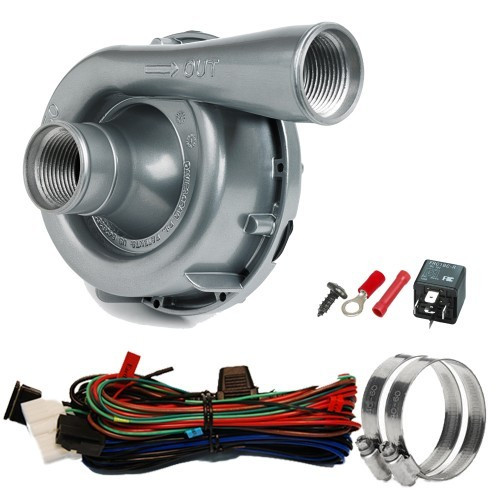 Water Pump - EWP150 - Electric - Remote Mount - 16 AN Female / 1-3/8 in Hose Barb to 16 AN Female / 1-3/8 in Hose Barb - 42.8 GPM - Aluminum - Silver Powder Coat - Universal - Kit