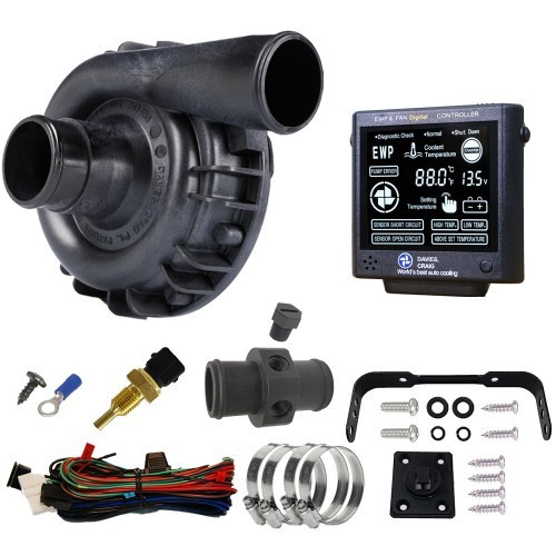 Water Pump - EWP115 - Electric - Remote Mount - 16 AN Female / 1-3/8 in in Hose Barb to 16 AN Female / 1-3/8 in Hose Barb - 36.7 GPM - Controller / Temperature Sensor Included - Plastic - Black - Universal - Kit