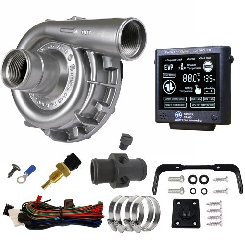 Water Pump - EWP115 - Electric - Remote Mount - 16 AN Female / 1-3/8 in in Hose Barb to 16 AN Female / 1-3/8 in Hose Barb - 36.7 GPM - Controller / Temperature Sensor Included - Aluminum - Silver Powder Coat - Universal - Kit