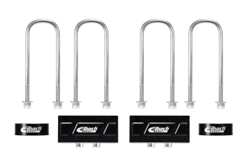 Leaf Spring Block - 2.5 in Height - Hardware / U-Bolts - Aluminum - Black Anodized - Ford Fullsize Truck 2021-25 - Kit