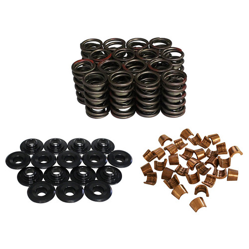 Valve Spring Kit - Dual Spring / Damper - 348 lb/in Spring Rate - 1.150 in Coil Bind - 1.514 in OD - Locks / Chromoly Retainers - Kit