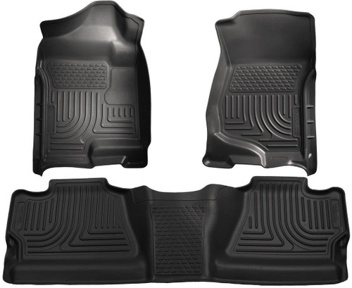 Floor Liner - WeatherBeater - Front / 2nd Row - Plastic - Black / Textured - Crew Cab - GM Fullsize Truck 2007-14 - Kit