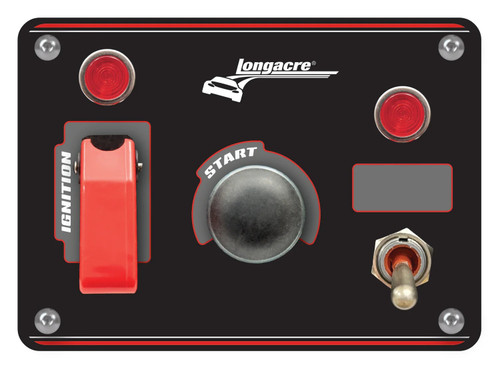 Switch Panel - Dash Mount - Elite - 5 x 3.7 in - 1 Safety Cover Toggle / 1 Momentary Button / 1 Toggle - Indicator Lights - Black Anodized - Each