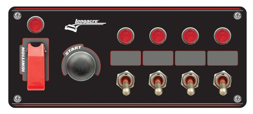 Switch Panel - Dash Mount - Elite - 8.6 x 3.7 in - 1 Safety Cover Toggle / 1 Momentary Button / 4 Toggles - Indicator Lights - Black Anodized - Each Switch Panel - Dash Mount - Elite - 8.6 x 3.7 in - 1 Safety Cover Toggle / 1 Momentary Button / 4 Toggles - Indicator Lights - Black Anodized - Each