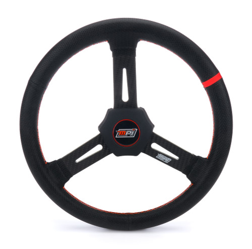 Steering Wheel - Dirt Racing - 15 in Diameter - Flat - 3-Spoke - X-Large Black Foam Grip - Orange Stripe - Carbon Fiber - Each Steering Wheel - Dirt Racing - 15 in Diameter - Flat - 3-Spoke - X-Large Black Foam Grip - Orange Stripe - Carbon Fiber - Each