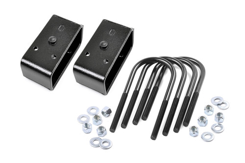 Leaf Spring Block Kit - 2 in Lift - Hardware / U-Bolts Included - Rear - Steel - Black Powder Coat - Ford Fullsize Truck 2005-10 - Kit Leaf Spring Block Kit - 2 in Lift - Hardware / U-Bolts Included - Rear - Steel - Black Powder Coat - Ford Fullsize Truck 2005-10 - Kit