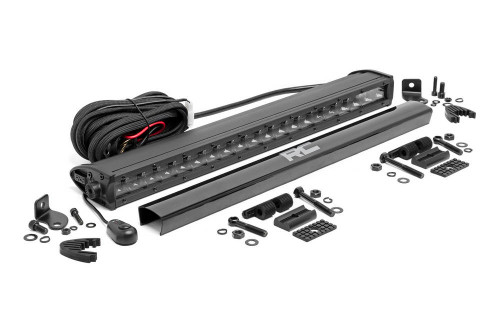 LED Light Bar Kit - Black Series - Surface Mount - 20 in LED Light Bar - Spot Beam - Brackets / Wiring / Hardware Included - Aluminum - Black Powder Coat - Universal - Kit