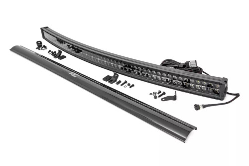LED Light Bar Kit - Black Series - Double Row - Curved - Flood / Spot Beam - 500 Watts - 54 in Long - White LED - Aluminum - Black Powder Coat - Universal - Each