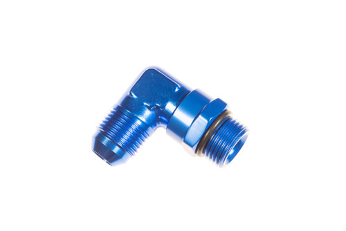 Fitting - Adapter - 1690 Series - 90 Degree - 6 AN Male to 6 AN Male O-Ring Swivel - Aluminum - Blue - Anodized - Each