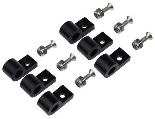 Line Clamp - 320 Series - 2-Piece - 0.25 in ID - Aluminum - Black Anodized - Set of 6