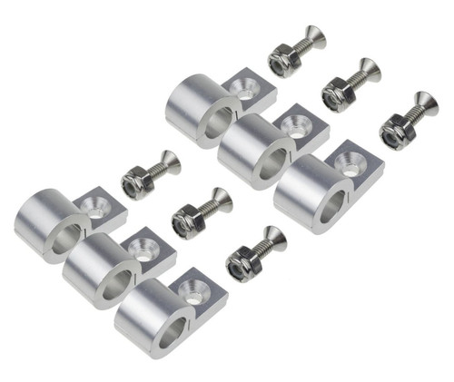 Line Clamp - 320 Series - 2-Piece - 0.25 in ID - Aluminum - Polished - Set of 6