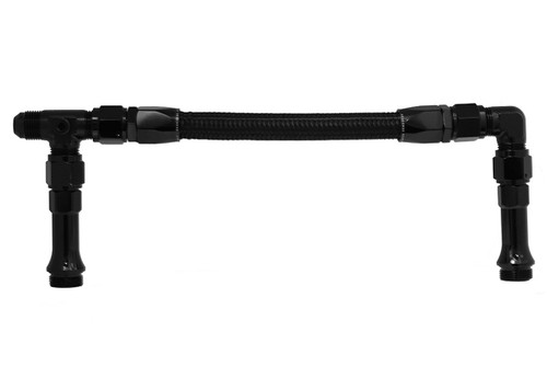 Carburetor Fuel Line - 5150 Series - 8 AN Male Inlet - Dual 8 AN Male O-Ring Outlets - Braided Stainless Hose - Black Anodized - Holley Ultra XP / 4150 Carburetors - Kit Carburetor Fuel Line - 5150 Series - 8 AN Male Inlet - Dual 8 AN Male O-Ring Outlets - Braided Stainless Hose - Black Anodized - Holley Ultra XP / 4150 Carburetors - Kit