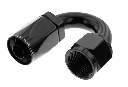 Hose End - 6180 Series - 180 Degree - 6 AN Hose to 6 AN Female - Aluminum - Black Anodized - Each