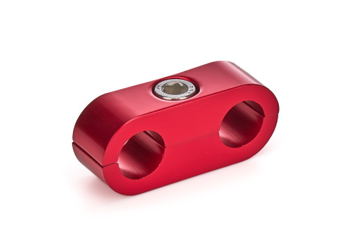 Hose / Tube Separators - 730 Series - Two 4 AN Holes - Aluminum - Red Anodized - Each Hose / Tube Separators - 730 Series - Two 4 AN Holes - Aluminum - Red Anodized - Each