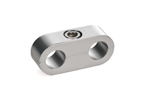 Hose / Tube Separators - 730 Series - Two 4 AN Holes - Aluminum - Clear Anodized - Each Hose / Tube Separators - 730 Series - Two 4 AN Holes - Aluminum - Clear Anodized - Each