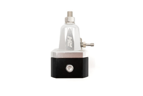 Fuel Pressure Regulator - 7910 Series - 40 to 75 PSI - In-Line - 6 AN Female O-Ring Inlet - 6 AN Female O-Ring Outlet - 6 AN Female O-Ring Return - 1/8 in NPT Port - Aluminum - Black / Clear Anodized - Each