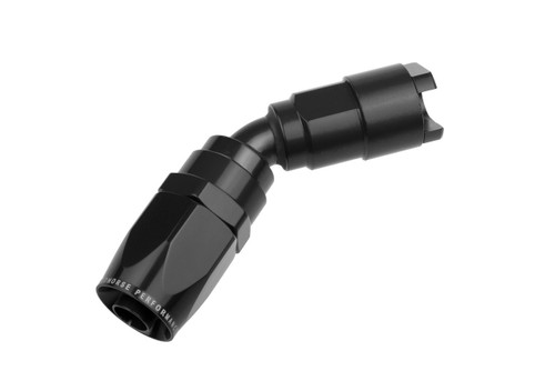 Fitting - Quick Disconnect - 8045 Series - 45 Degree - 6 AN Hose End to 3/8 in SAE Female Quick Disconnect - Aluminum - Black Anodized - Each