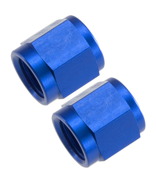 Fitting - Tube Nut - 818 Series - 6 AN - 3/8 in Tube - Aluminum - Blue Anodized - Pair