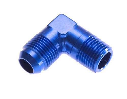 Fitting - Adapter - 822 Series - 90 Degree - 6 AN Male to 1/8 in NPT Male - Aluminum - Blue Anodized - Each