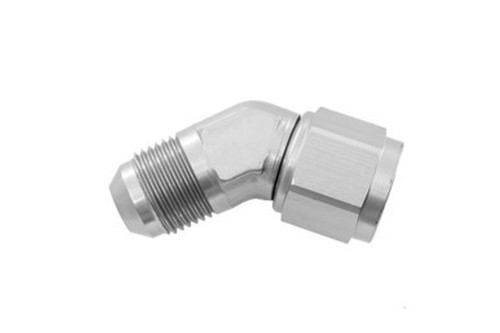 Fitting - Adapter - 8245 Series - 45 Degree - 6 AN Female Swivel to 6 AN Male - Aluminum - Clear Anodized - Each