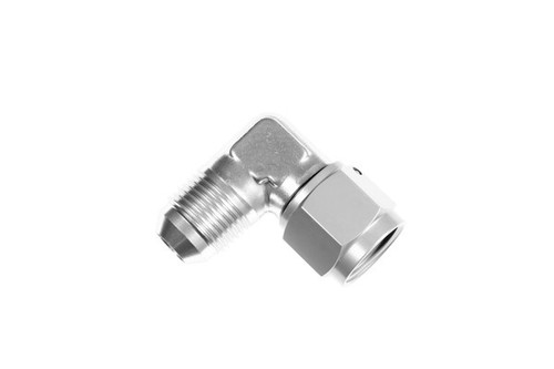 Fitting - Adapter - 8290 Series - 90 Degree - 3 AN Female Swivel to 3 AN Male - Aluminum - Clear Anodized - Each