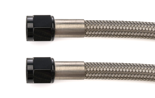 AN Hose Assembly - 900 Series - 192 in Long - 6 AN Hose - 6 AN Straight Female to 6 AN Straight Female - Braided Stainless - PTFE Lined - Aluminum - Black Anodized - Each