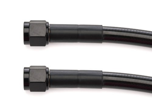 AN Hose Assembly - 902 Series - 12 in Long - 6 AN Hose - 6 AN Straight Female to 6 AN Straight Female - Braided Stainless - PTFE Lined - Coated - Aluminum - Black Anodized - Each