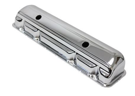 Valve Cover - Stock Height - Breather Holes - Steel - Chrome - Mopar Inline-6 - Each