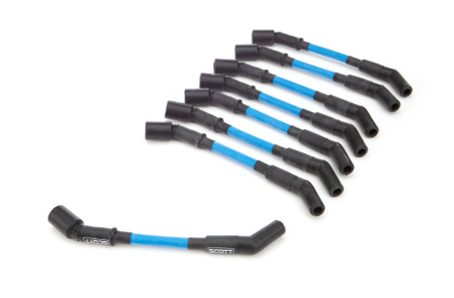 Spark Plug Wire Set - High Performance - Spiral Core - 10 mm - Blue - 135 Degree Plug Boots - Coil Pack Style - GM LS-Series - Kit