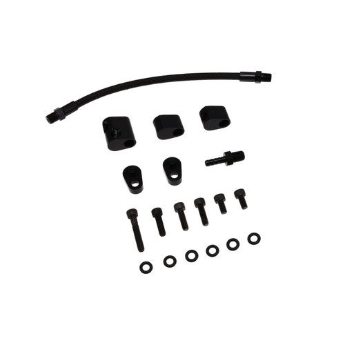 Steam Vent Kit - Fitting / Hardware / Braided Hose / Blockoffs - Aluminum / Stainless - Black - GM LS-Series - Kit