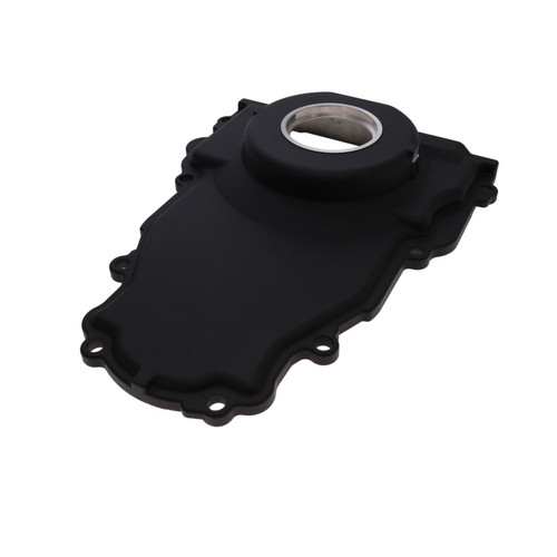 Timing Cover - 1-Piece - Gasket / Hardware / Seal Included - Aluminum - Black Powder Coat - GM LS-Series - Each