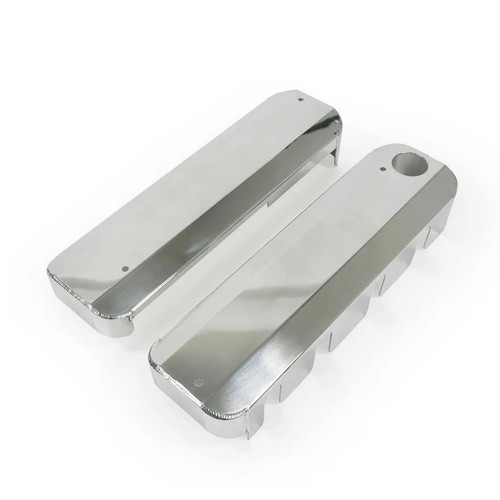 Engine Coil Cover - Fabricated - Tall - Oil Fill Tube Included - Aluminum - Polished - GM LS-Series - Pair