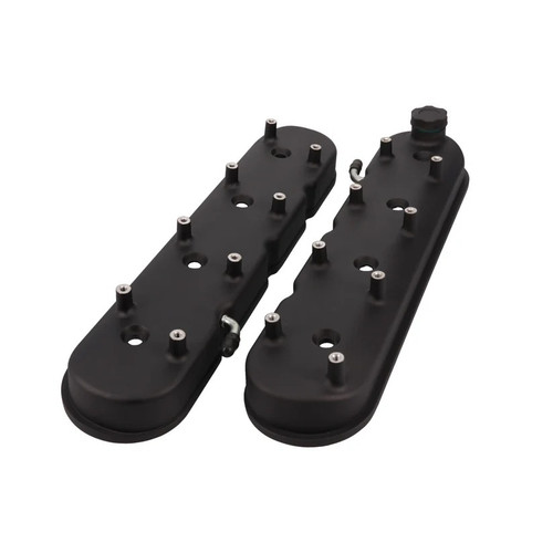 Valve Cover - Tall - 3 in - Baffled - Coil Mounts - Aluminum - Black Powder Coat - GM LS-Series - Pair