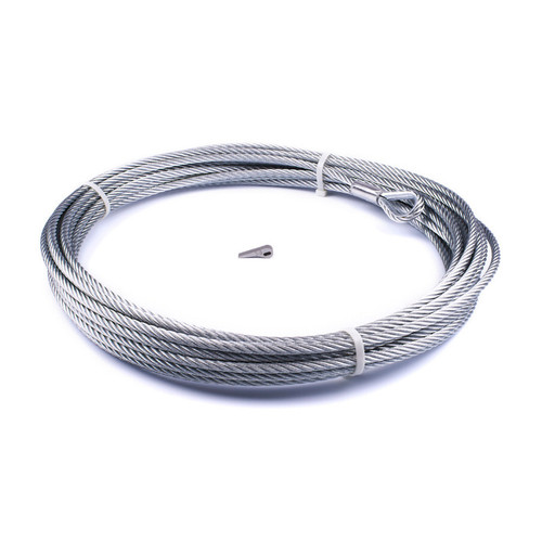 Winch Rope - 3/8 in OD - 80 ft Long - Loop Included - Galvanized Steel - Natural - Each