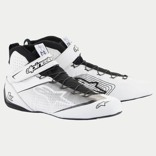 Driving Shoe - Tech-1 Z V3 - Mid-Top - FIA Approved - Leather Outer - Aramid Inner - White / Black - Side 9.5 - Pair