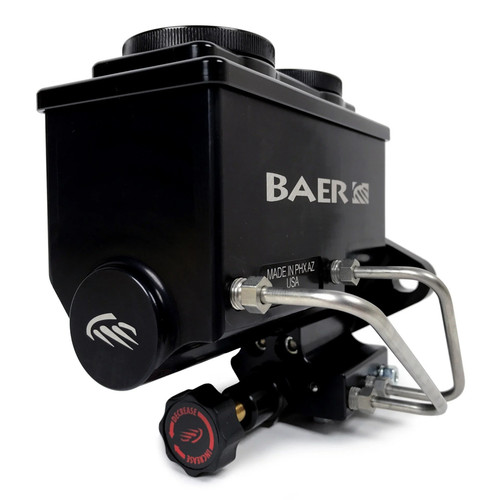 Master Cylinder - Remaster - 1.125 in Bore - Integral Reservoir - Driver Side Port - Fittings / Proportioning Valve Included - Aluminum - Black Anodized - Each Master Cylinder - Remaster - 1.125 in Bore - Integral Reservoir - Driver Side Port - Fittings / Proportioning Valve Included - Aluminum - Black Anodized - Each