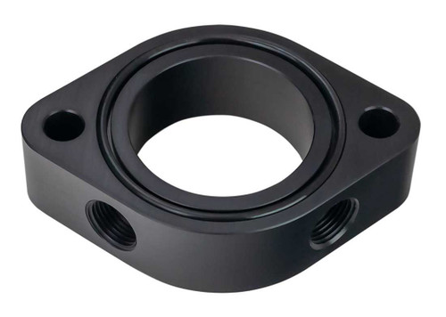 Water Neck Spacer - 1 in Thick - Two 3/8 in NPT Female Ports - Aluminum - Black Anodized - Brodix HV Series Intakes - Each