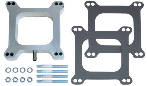 Carburetor Spacer - 1 in Thick - Open - Square Bore - PCV Port - Gaskets / Hardware Included - Aluminum - Natural - Each