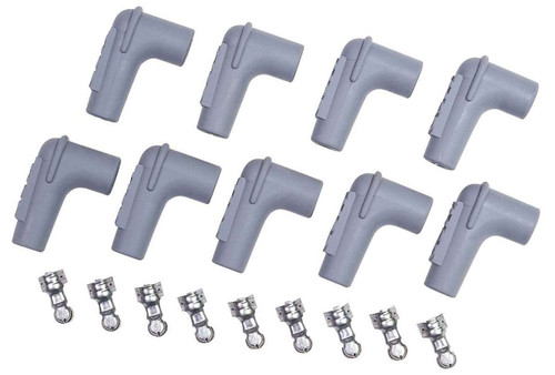 Boot / Terminal Kit - Distributor / Coil - 8.5 mm - 90 Degree - HEI Style - Gray - Set of 9