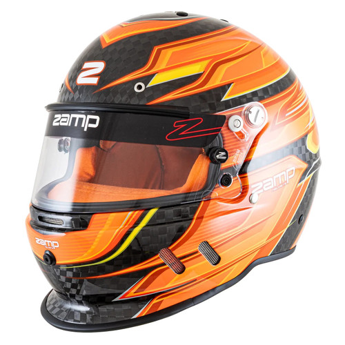 Helmet - RZ-67D - Full Face - Snell SA2025 - Head and Neck Support Ready - Carbon Fiber / Fluorescent Orange / Yellow - Large - Each