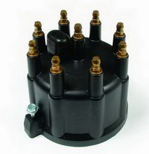 Distributor Cap - HEI Style Terminals - Brass Terminals - Screw Down - Plastic - Black - Vented - Small Block Mopar - Each