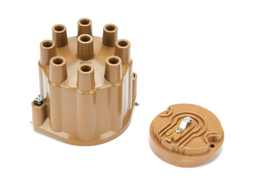 Cap and Rotor Kit - Socket Style Terminals - Brass Terminals - Twist Lock - Plastic - Tan - Non-Vented - V8 - Kit