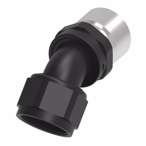 Fitting - Hose End - StreetLite - 45 Degree - 16 AN Hose to 16 AN Female - Swivel - Aluminum - Black Anodized - Each