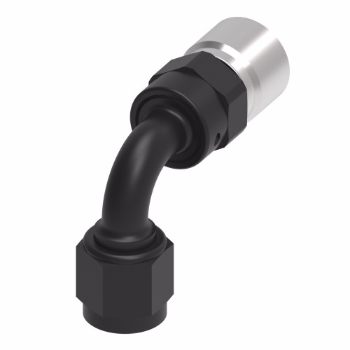 Fitting - Hose End - StreetLite - 90 Degree - 6 AN Hose Crimp to 6 AN Female - Swivel - Aluminum - Black Anodized - Each