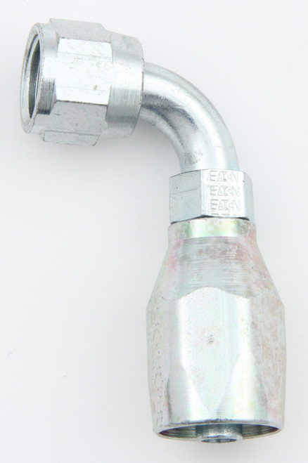 Fitting - Hose End - AQP High Pressure - 90 Degree - 6 AN Hose to 9/16-18 in Female - Steel - Natural - Each