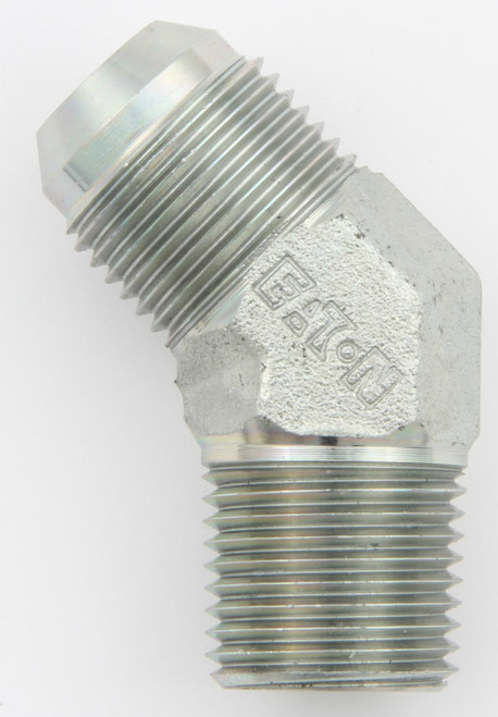 Fitting - Adapter - 45 Degree - 10 AN Male to 1/2 in NPT Male - Steel - Zinc Oxide - Each