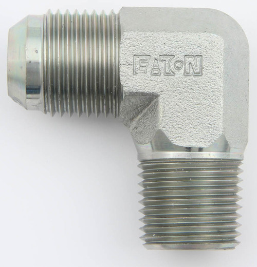 Fitting - Adapter - 90 Degree - 12 AN Male to 1/2 in NPT Male - Steel - Zinc Plated - Each